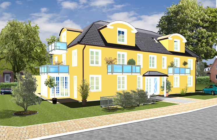 Bизувлизация плана @ Schuur-Baugrafik - Многосемейный дом во Фрайцинге в сторону Сонненберга( G. Sonnenberg)